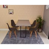 Conjunto De Mesa Dobrável Retrátil 120 X 75 Volpi + 4 Cadeiras Eiffel - Marrom