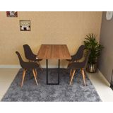 Conjunto De Mesa Dobrável Retrátil 120 X 75 Noronha + 4 Cadeiras Eiffel - Marrom