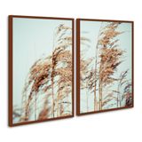 Kit 2 Quadros 90x120cm Decorativo Vento No Trigo Moldura Marrom Sem Vidro - Oppen House