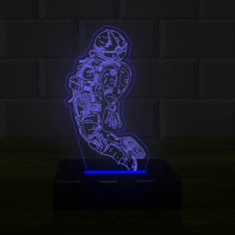 Luminária Led 3d Astronauta Abajur - Azul