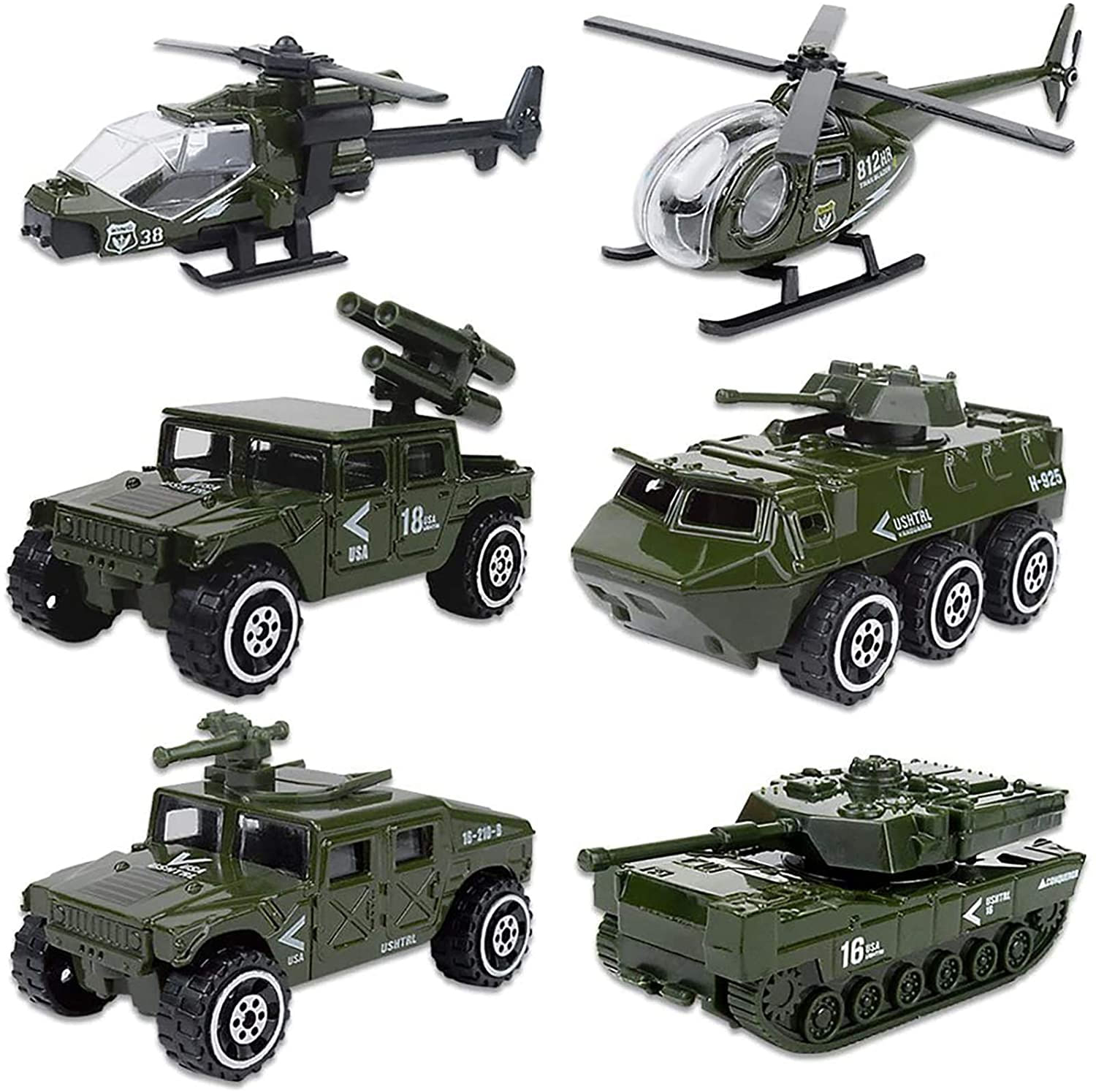 Shellvcase Diecast Veículos Militares, 6 Pacotes De Brinquedos Do Exército Carros Modelo De Liga, Tanque, Panzer, Veículo Anti-ar, Brinquedos De Heli