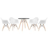 Kit - Mesa Eames 70 cm preto + 4 cadeiras Eiffel DAW com braços branco