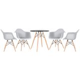 Kit - Mesa Eames 70 cm preto + 4 cadeiras Eiffel DAW com braços cinza claro