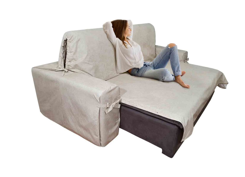 Capa De Sofá Retrátil 3 Lugares Impermeável Até 2,95m