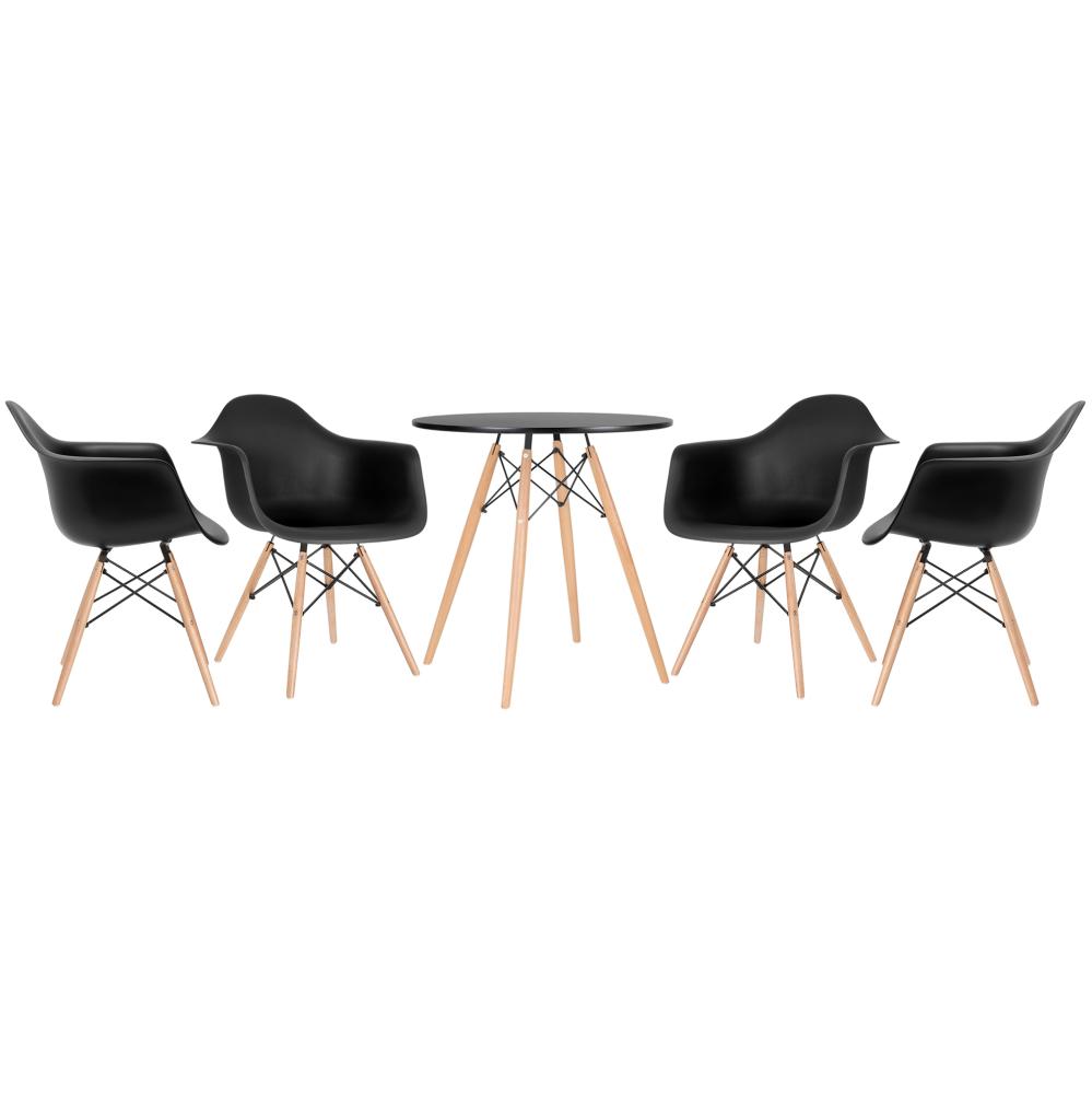 Kit - Mesa Eames 70 cm preto + 4 cadeiras Eiffel DAW com braços nude