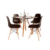 Mesa Eiffel Quadrada 80x80cm + 04 Cadeiras Eiffel Preta