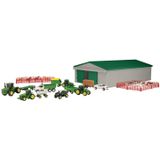 Jogo De 70 Peças Tomy John Deere, Brinquedo Fundido Com Barracão De Máquinas, Tratores, Caminhões
