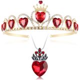 Evie Gold Tiara Red Heart Crown E Colar Descendentes Joias Set Rainha De Copas Eive Fantasia Fã De Joias Presente Para Meninas Teen Party