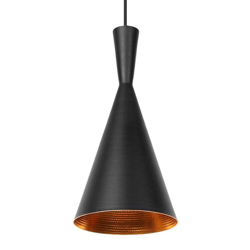 Luminária Pendente Tom Dixon Beat Tall Funil Preto Com Interior Cobre