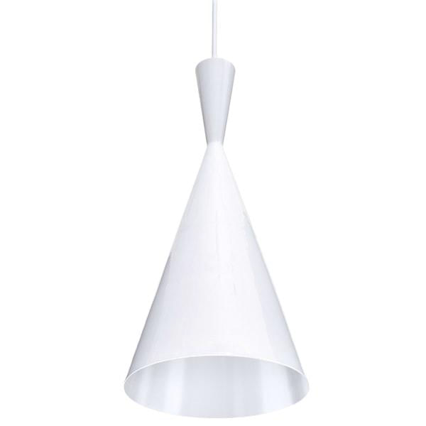 Luminária Pendente Tom Dixon Beat Tall Funil Branco Com Interior Branco