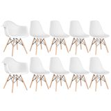 Conjunto 2 x cadeiras Eames DAW com braços + 8 cadeiras Eiffel DSW - Branco