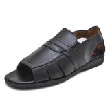 Sandália Casual Couro Masculina Dia A Dia Conforto Macia Preto 41