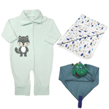 Kit 3 Peças Roupa Bebê Menino Menina Macacão Coeiro Naninha