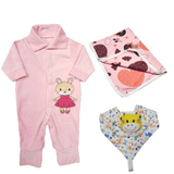 Kit 3 Peças Roupa Bebê Menino Menina Macacão Coeiro Naninha