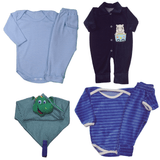 Kit 6 Peças Roupa De Bebê Inverno Body Mijão Macacão Naninha