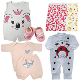 Kit 7 Peças Roupinha De Bebê Estiloso Macacão Body E Short