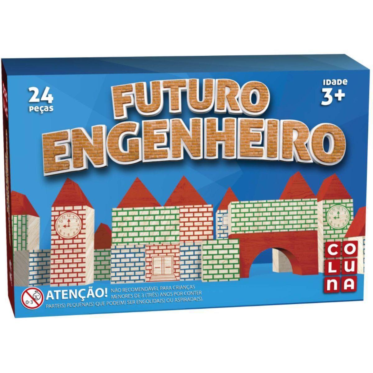 Blocos de Montar 24 Peças Futuro Engenheiro Madeira Brinquedo - Feira da  Madrugada SP