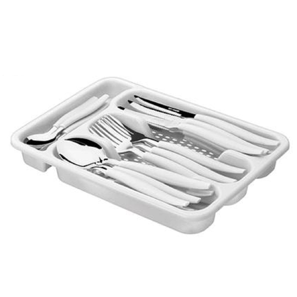 Kit Jogo Talheres 24 Peças Faqueiro Gaveteiro Talher Garfo Faca Colher Aço Inox Cozinha Gourmet