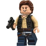 Lego Star Wars Minifigure From Death Star - Han Solo Wavy Hair With Blaster (75159)