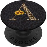 Leopard Cheetah Animal Print Girassol Carta De Monograma Um Popsockets Popgrip Permutável