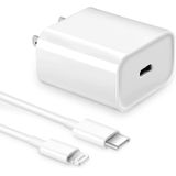 Carregador De Iphone, Apple Mfi Certified 20w Pd Usb C Fast Wall Charger Block Com Cabo Lightning De 6 Pés, Cabo De Carregamento De Dados Para Iphon