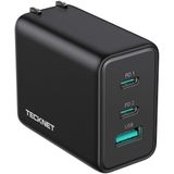 Carregador Usb C Tecknet 65w Pd 3.0 Gan Carregador Tipo C Adaptador Dobrável Com Carregador De Parede Rápida De 3 Portas Compatível Com Iphone 12 Pro