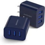 Carregador De Parede Amoner, Atualizado 2pack 15w 3 Portas Usb Plugd Portátil Wall Charger Plug Para Iphone 13/12/mini/pro/max/11/pro/xs/xr/x/x/8/7/p