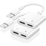 Certificado Apple Mfi Adaptador E Divisor De Fones De Ouvido Dual Lightning Para Iphone, Adaptador De Áudio Dongle Fones De Ouvido 4 Em 1 Music+char