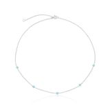 Colar de Prata Choker Zircônia Azul Claro