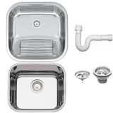 Cuba Tramontina Prime Em Aço Inox Alto Brilho 40x34 Cm Com Válvula E Tanque Polido 40x40 E Sifão 94020207-94403407