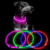 Coleira De Cão Led Recarregável Usb, Brilho Na Coleira De Estimação Escura, Tpu De Segurança À Prova D'água, Coleiras Básicas Para Cães Grandes (rosa