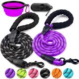 Cooyoo 2 Pack Dog Leash 5 Ft Heavy Duty - Confortável Alça Acolchoado - Coleira De Cão Reflexivo Para Cães Médios Grandes Com Tigela De Estimação Dob