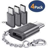 Jsaux Micro Usb (feminino) Para Adaptador Usb C 4-pack, Adaptador Usb Tipo C De Alumínio Com Chaveiro Carregamento Rápido Compatível Com Samsung Gala