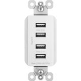 Legrand Radiante 15 Amp Decorator Wall Outlet Com Carregador Usb De 4,2 Amp, Quad, Estação De Carregamento Multi Porta, Branco, Tm8usb4wcc6
