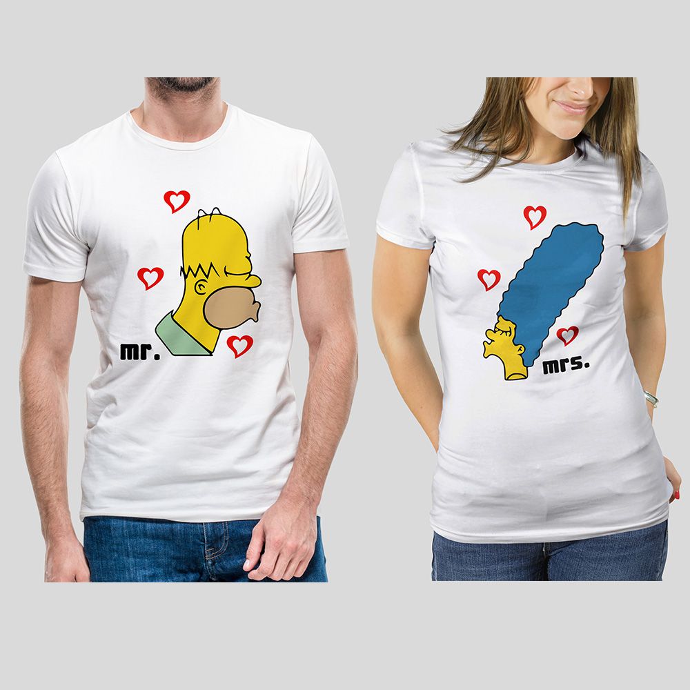 camisa de casal dos simpsons