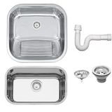 Cuba Tramontina Prime Em Aço Inox Alto Brilho 47x30 Cm Válvula E Tanque Polido 40x40 E Sifão 94022207-94403407-900