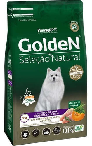 Ração Golden Seleção Natural Cães Adultos Raças Pequenas Abóbora E Alecrim 10,1kg