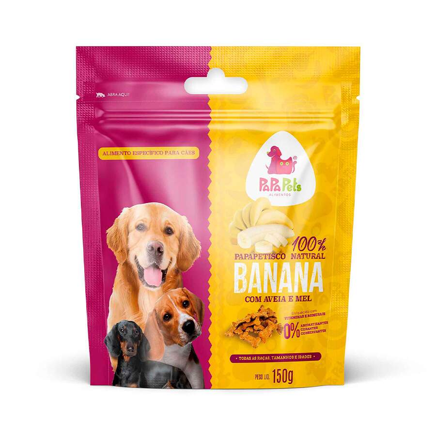 Petisco Natural Papapetisco Banana Com Aveia E Mel Para Cães Adultos - 150g