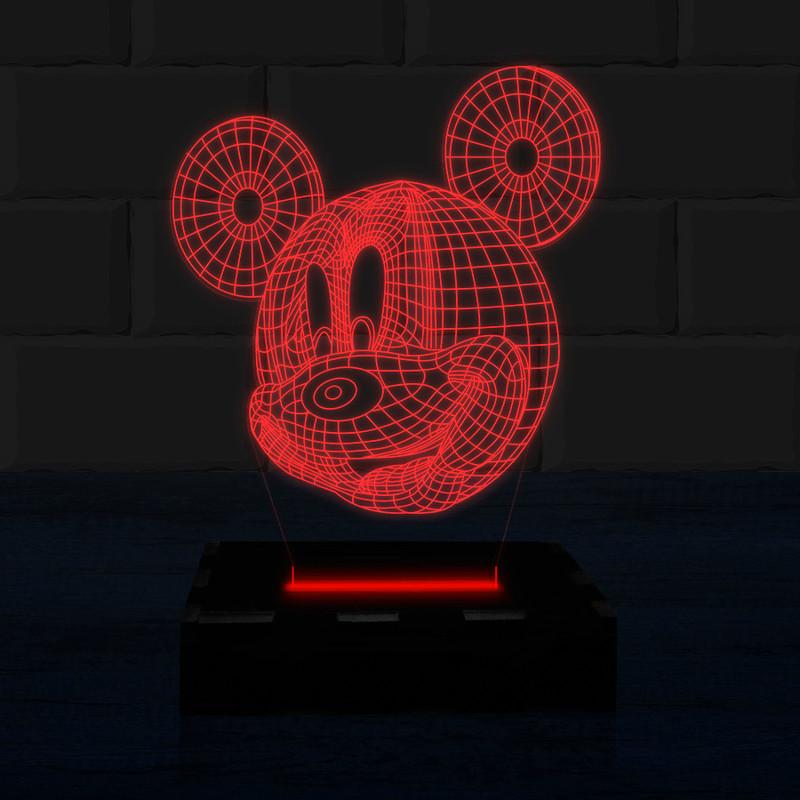 Luminária Led 3d Mickey Abajur - Vermelho