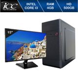 Computador Icc Iv2341sm15 Intel Core I3 4gb Hd 500gb Hdmi Monitor Led 15,4