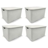 Kit 4 Caixas Organizadoras Rattan Branca 15 Litros Arqplast