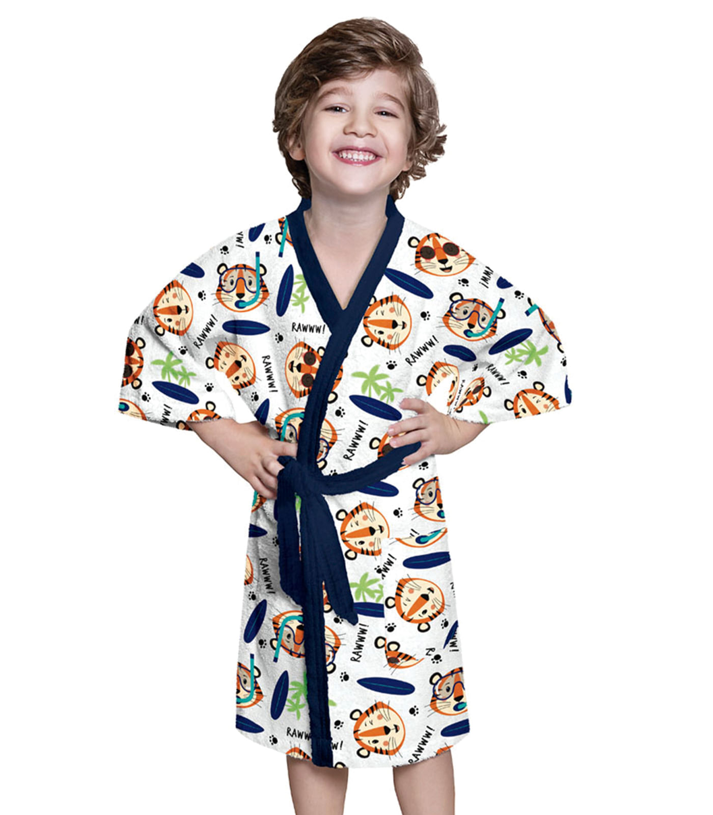 Roupão Infantil Felpudo Dinossauros Lepper Azul M