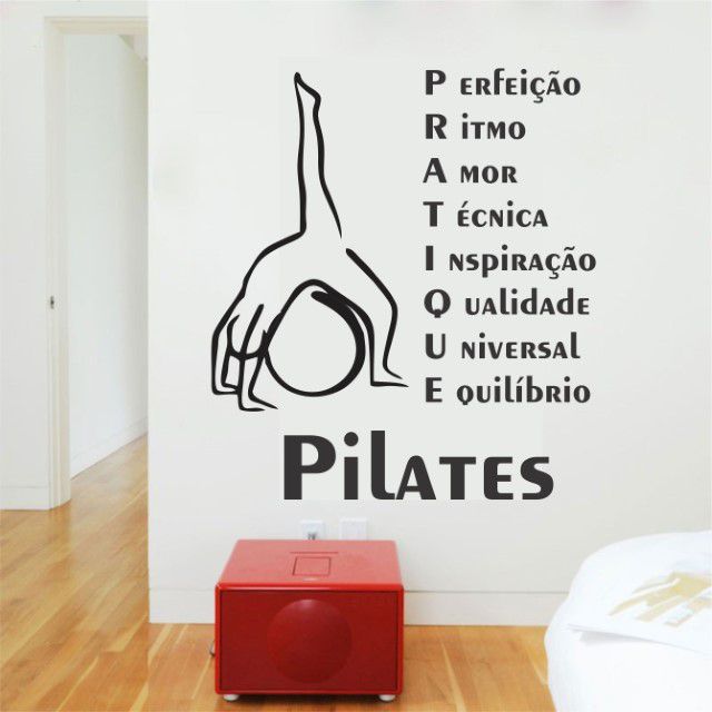 Adesivo Decorativo Parede Frase Pilates Técnica Equilíbrio