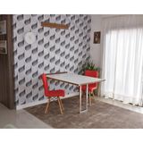 Conjunto De Mesa Dobrável Retrátil 1,40 Branco/noronha Inox + 2 Cadeiras Gomos - Vermelho