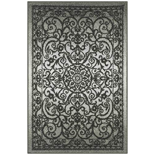 Tapetes Maples Pelham Vintage Area Rugs Para Sala De Estar &amp; Quarto Feito Nos Eua, 3&#39;4 X 5, Tonal Cinza