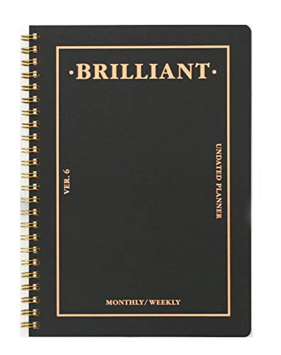 Paperian Brilliant Weekly Planner - Diário De Agenda Mensal E Semanal Não Datado Preto