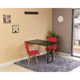 Conjunto De Mesa Dobrável Retrátil 120 X 75 Preta + 2 Cadeiras Gomos - Vermelho