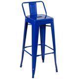 Banqueta alta Iron Tolix com encosto - 76 cm - Azul escuro