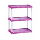Estante Modular Plástica Rosa 3 Prateleiras