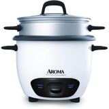 Aroma Housewares 6-cup (cozido) (3-cup Uncooked) Panela De Arroz Estilo Panela De Arroz E Vapor De Comida (arc-743-1ng), Branco